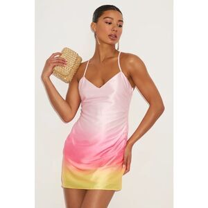 Lulus Dela Light Pink Ombre Satin Mini Dress Size S NWT